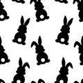 Seamless pattern easter bunny silhouettes vector illustration Royalty Free Stock Photo